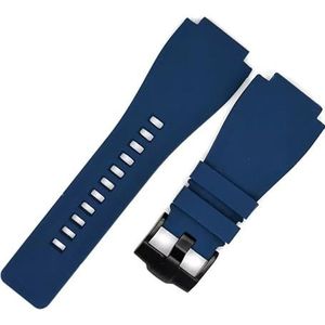 Jeniko Zachte Rubberen Horlogeband Compatibel Met Bell & Ross BR-01 BR-03-serie Zwarte Bolle Mond 24x35 Mm Pingesp Horlogeband Vervangende Polsband (Color : Blue, Size : 24X35MM_BLACK BUCKLE)