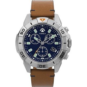 Timex 42 mm Expedition North® Ridge chronograaf horloge, Tan/Blauw/Ip Staal, Eén maat, Expeditie North Ridge 42 mm