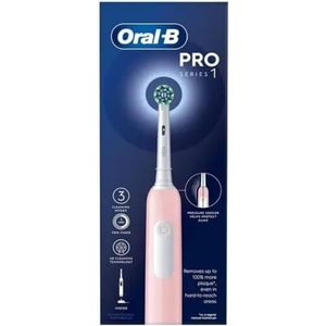 Oral-B Pro 1 elektrische tandenborstel voor volwassenen met 3D-reiniging, 1 tandenborstelkop, tandvleesdrukregeling, 2-pins UK-stekker, roze