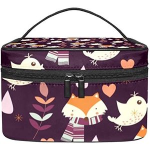 Herfst met vossen en vogels make-up organizer tas, reismake-up tas organizer case draagbare cosmetische tas voor vrouwen en meisjes toiletartikelen, Meerkleurig, 22.5x15x13.8cm/8.9x5.9x5.4in