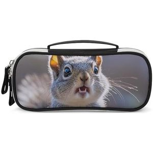 DWTJKMS Grappige Leuke Eekhoorn Lederen Make-uptas Draagbare Kleine Cosmetische Organizer Waterdichte Toilettassen Borstels Potloden En Reizen Make Up Accessoires