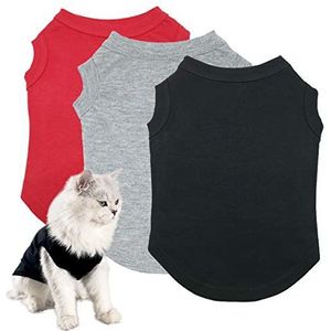 Hondenshirt Huisdier Kleding Kostuum Lege kleding, 3 stuks Puppy Vest T-Shirts Kleding voor Kleine Middelgrote Honden Katten, Katoenen Doggy Shirts Zachte en Ademende Outfits (S)