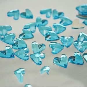 100/500 stuks 6 mm V-hartvormige nagelkunststeentjes met platte onderkant, glazen kristal, 3D-nageldecoratie - Lake Blue - 100 stuks