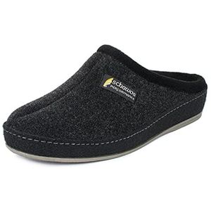SCHAWOS 6030 Vilten pantoffels voor heren, warme wollen voering, huisschoen met stevige zool, Donkerblauw, 39.5 EU