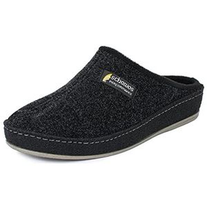 Schawos Herenpantoffel van Vilt 6030 – Ongevoerd, ademend en comfortabel voor elk seizoen, zwart, 42 EU