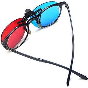 Othmro Clip-on Bril Rood-Blauw Anaglyph 3D Geen Frame Hars Lens Bijziendheid Clip - 3 Sets Eenvoudige Stijl 3D Movie Game 3PCS