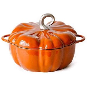 XDJ Pompoen Gietijzeren Emaille Pot, Stoofpan 24cm Soep Pot Braadpan, 3.76L Blauw-Groen Oranje