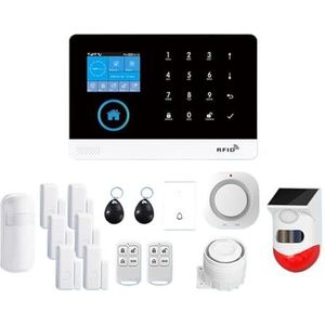 Alarmsysteem WiFi-alarmsysteem For Thuisinbraakbeveiliging Tuya Smart House App-bediening Draadloos Met Bewegingssensorcamera Voor huis appartement kantoor (Color : E)