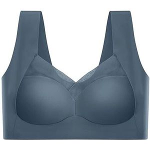 DCNIYT Naadloze Vrouwen Sport BH's Grote Maat Sport Tops Ondersteuning Toon Kleine Comfortabele Geen Stalen Ring Ondergoed Yoga Fitness Slaap Vest, Donkerblauw, L