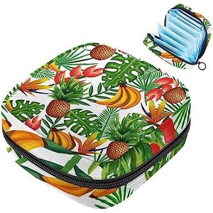 MUOOUM Banaan Ananas Palmblad Maandverband Opbergtas Menstruatie Pad Tas Draagbare Menstruatie Cup Pouch met Rits voor Tiener Meisjes Vrouwen Dames