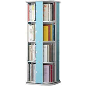5-laags Draaibare Boekenplank, 360° Draaibare Boekenkast, CD-displayrek Hoekdisplay Opbergrek Vloerstaande Boekenplank Slaapkamer Woonkamer Studeerkamer (Color : Blue, Size : 49x49x127cm)