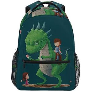 Cartoon Kid Dinosaurus School Rugzak voor Meisjes Jongens Middelbare School Stijlvolle Ontwerp Student Tassen Boekentassen, Patroon, 11.5×8×16In