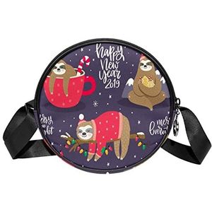 Leuke Kerst Baby Luiaard Slaap Op Cup Crossbody Tas Messenger Bag Purse Voor Vrouwen, Meerkleurig, 6.7x6.7x2.3 in, Sling Rugzakken