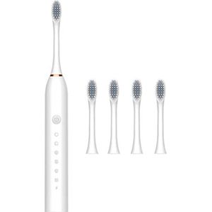 Elektrische tandenborstel 4 tanden hoofden IPX7 waterdichte automatische tandenborstel wit