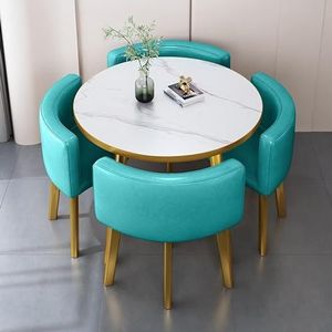 Eettafel en stoelen set 4, perfect voor balkon, coffeeshop, lounge en meer, veelzijdige en stijlvolle meubelcombinatie ideaal voor kantoorreceptie, de stoelpoten zijn ontworpen met antislipmatten om