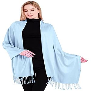 CJ Apparel Meisjesblauwe Nepalese sjaal met effen design, stola seconde hoofddeksel pashmina nieuw, Meisjes blauw, Eén maat