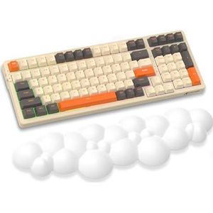 Attack Shark K98 100-Toetsen Mechanisch Gamingtoetsenbord met Hot-swappable Functie, BT5.0/2.4G/Type C, 3000mAh, Programmeerbare RGB-verlichting, Gele Schakelaar, Witte Wolken Polssteun - Twilight