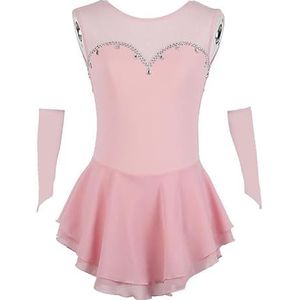 Nnnydjy Schaats Kostuum Voor Dames Effen Rolschaatsrok Voor Dames Kunstschaatstrainingsjurk Voor Meisjes Met Mouwen Eenvoudige Royale Balletpakjes,E,11_13Years