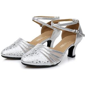 TangDao salsa latin dansschoenen voor dames tango schoenen dikke hakken met veters (Zilver, adult, numeric_37, numeric, eu_footwear_size_system, medium)