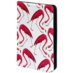 Rode flamingo's patroon paspoorthouder, paspoorthoes, paspoortportemonnee, reisbenodigdheden, Meerkleurig, 11.5x16.5cm/4.5x6.5 in