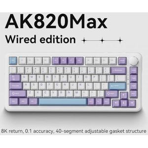 QPSJXN AK820max bedraad mechanisch toetsenbord met aangepaste magnetische schakelaar voor unieke modus (paars)