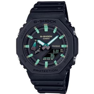 Casio Unisex analoog digitaal Japans kwartsuurwerk met kunststof armband GA-2100RC-1AER, zwart, Modern