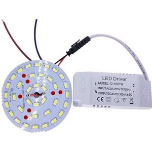 LED-paneel, SMD, 3 W, 7 W, 12 W, 18 W, 24 W, 36 W, 5730, AC 100-265 V LED Power Driver Combinatie (Kleur: Wit, Maat: 24 W)