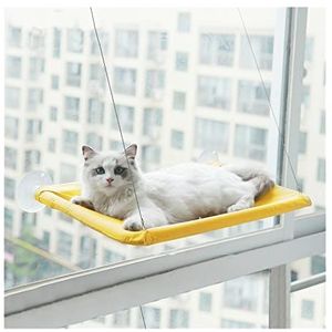 Hondenmand Ligstoel Seat Mount Opknoping Bedden Comfortabel Pet Cat Bed Shelf Seat Bearing 20kg Huisdierbed (Color : Style-Yellow, Size : With Cushion)