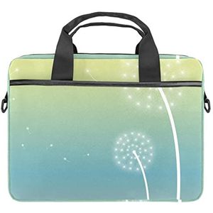 Gloeiende Witte Paardebloem Laptop Schouder Messenger Bag Crossbody Aktetas Messenger Sleeve voor 13 13.3 14.5 Inch Laptop Tablet Beschermen Tote Bag Case, Meerkleurig, 11x14.5x1.2in /28x36.8x3 cm