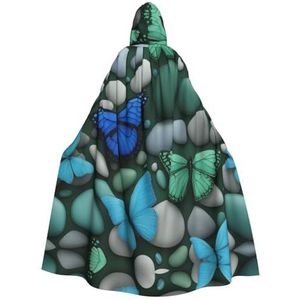 SSIMOO Blauwe vlinder groene vlinder en steen prachtige vampiermantel voor rollenspel, gemaakt voor onvergetelijke Halloween-momenten en meer