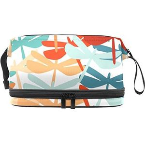 Dubbellaags Cosmetische Tas Dragonfly Draagbare Make-up Tas Reizen Organizer Pouch Voor Vrouwen Meisjes Toiletries Tassen, Meerkleurig, 27x15x14 cm/10.6x5.9x5.5 in, Make-up zakje