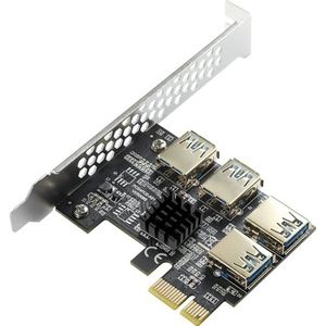 MZHOU PCIe 1 tot 4 PCI-Express,4-Poorts PCIE Riser-Adapterkaart USB 3.0-Adaptervermenigvuldigerkaart met Hogere Stabiliteit Voor Bitcoin-Mining