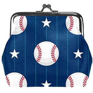 Munten Portemonnees Vintage Pouch Change Portemonnee Portefeuilles Sport Baseball Star Royal Blue Stripe, Multi kleuren, 3.3x3.6 in/11x12 cm, Klassiek