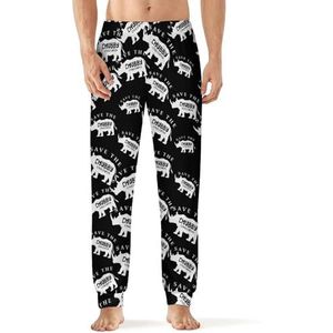 Save The Chubby Unicorns Slaappyjama voor heren, loungebroek, rechte pasvorm, slaapbroek, zachte lange pyjamabroek, nachtkleding