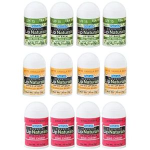 Lip Naturals SG_B07NVWHPM6_US, Mini-lippenbalsem - SPF 15 - met vitamine E en moisturizers - 12 stuks