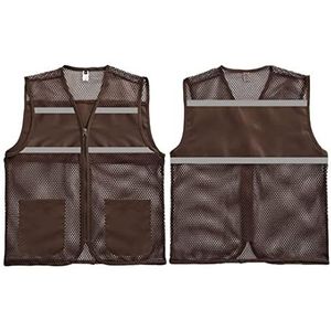 Fluorescerend Vest Reflecterende Mesh-beveiliging Hoge Zichtbaarheid Met Zakken Rits, Voor Vrijwilligers Veiligheidsvest Voor Bouwvakkers Reflecterend Harnas (Color : Grey, Size : XL)