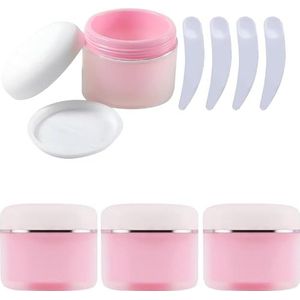 Cosmetische potten, 4 stuks, lege, transparante, matte 50 g roze plastic cosmetische potten met schroefdeksel, 50 ml container for lotionscrème(50ml)