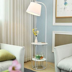 MYALQ Woonkamer staande lamp, moderne jute lampenkap staande lamp, 160 cm E27 salontafel staande lamp, met USB-aansluiting flexibel verstelbare lampkoppen, wit