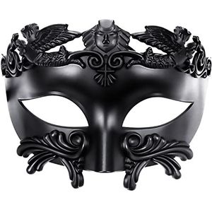 KEFAN 1 Oude Griekse Romeinse maskerade mannen Venetiaanse Mardi Gras bruiloft bal masker (zwart)