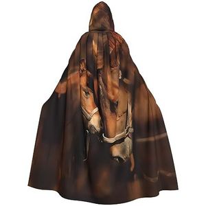 OPSREY Paard gedrukt Volwassen Hooded Poncho Volledige Lengte Mantel Gewaad Party Decoratie Accessoires