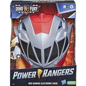 Power Rangers Dino Fury elektronisch masker van de Rode Ranger, rollenspelspeelgoed voor verkleedspelletjes geïnspireerd op de Power Rangers-televisieserie, vanaf 5 jaar