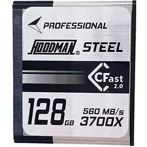 Hoodman Staal CFast 2.0 3700 x 128 GB geheugenkaart - leessnelheid tot 560 MB/s en schrijfsnelheden tot 455 MB/s.