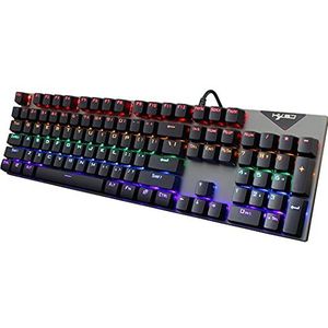 Mechanische Gaming Toetsenbord Bedraad (104 toetsen), Kleurrijke Toetsenbord Mix RGB Backlit Blauwe Schakelaar Voor Game Laptop PC