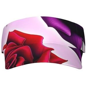 WYJLTTYT A Fascinating Universe zonnebrandcrème pet voor volwassenen, stijlvolle en verstelbare zonnebescherming hoed voor dames en heren, Rode en paarse rozen, Eén Maat