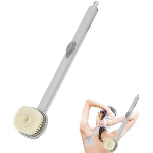 Rugschrobber for douche, doucheborstel met lange steel en zeepdispenser, badborstel, doucheborstel met zachte haren, verwijderbare rugdouchemassage-reinigingsborstel /654 (Color : Gray)
