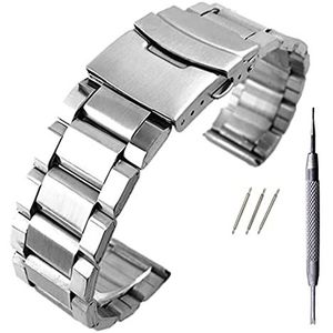 horlogebandje 20/22/24 mm roestvrijstalen horlogeband polsband zilverkleurige metalen horlogeband met vouwsluiting for heren dames armband (bandbreedte: 20 mm) (Style : 20mm)
