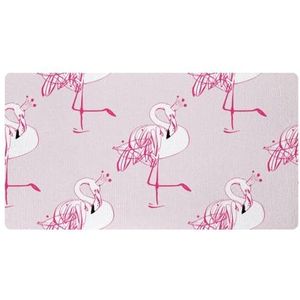 VAPOKF Roze schets flamingo prinses kroon keuken mat, antislip wasbaar vloertapijt, absorberende keuken matten loper tapijten voor keuken, hal, wasruimte