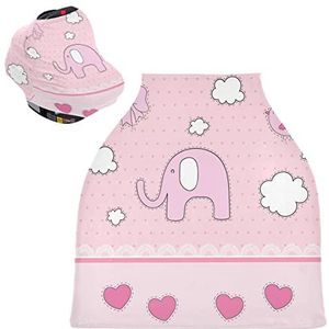 Roze Baby Olifant Baby Autostoelhoes Luifel Stretchy Nursing Covers Ademend Winddicht Winter Sjaal voor Baby Borstvoeding Jongens Meisjes