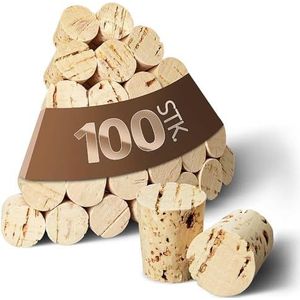 Tuuters 100 spitse kurken voor reageerbuisjes, medicijnkurken, lengte = 22 mm, diameter = 16 tot 13 mm (22x16/13)