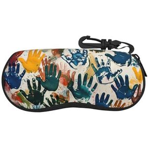 MGGAklp Kinderen Hand Print Zonnebril Case Ultra Licht Rits Brillen Zachte Case Met Riemclip